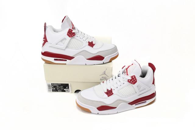 ［plus-size shoes]N SB x Air Jordαn 4's White Red DR5415-160