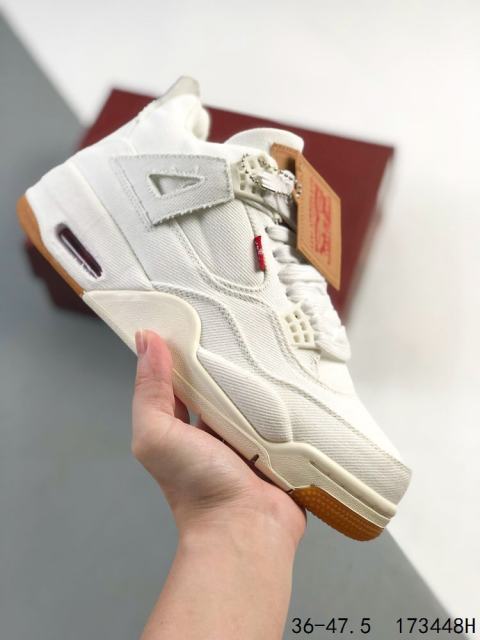Jordαn 4's Levi's co-branded mid-top canvas retro basketball shoes 3 colors