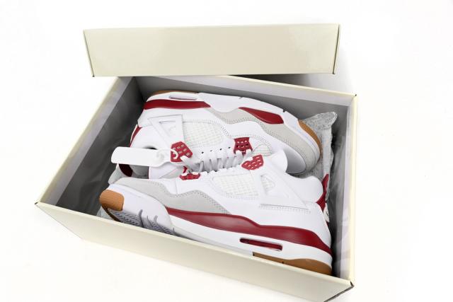 ［plus-size shoes]N SB x Air Jordαn 4's White Red DR5415-160