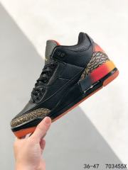 Jordαn 3's Black and Orange Crackle Basketball Shoes