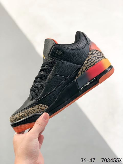 Jordαn 3's Black and Orange Crackle Basketball Shoes