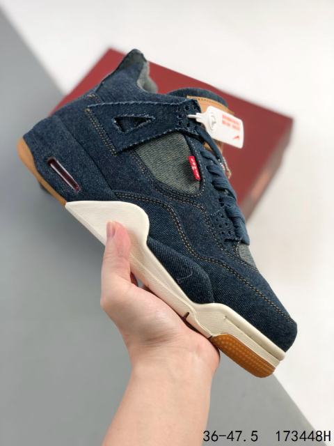 Jordαn 4's Levi's co-branded mid-top canvas retro basketball shoes 3 colors