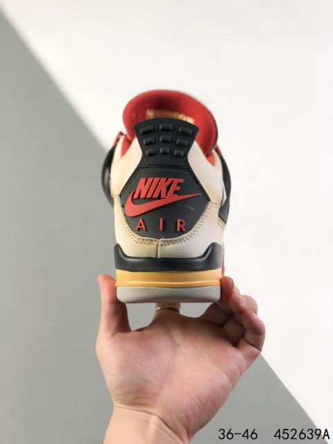 Jordαn 4's Flame Red Beige Patchwork Basketball Shoes