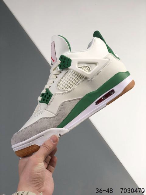 Jordαn 4's White and Green Basketball Shoes