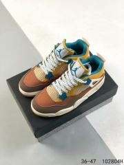 Jordαn 4's Dark Brown and White Air Cushioned Basketball Shoes