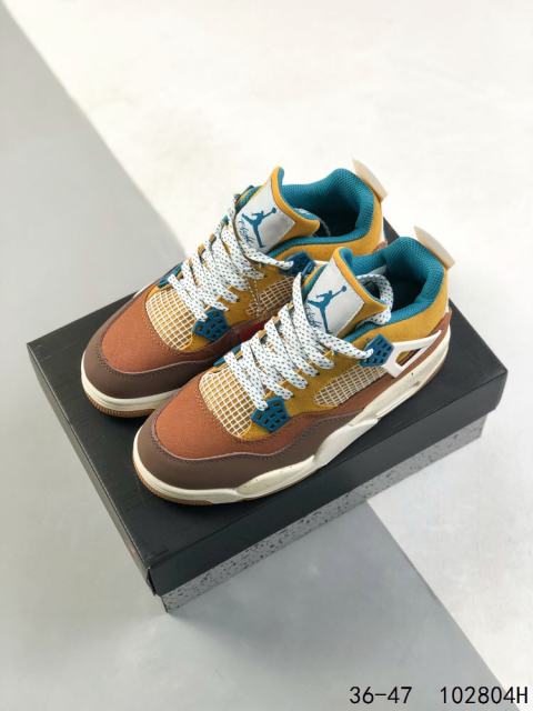 Jordαn 4's Dark Brown and White Air Cushioned Basketball Shoes