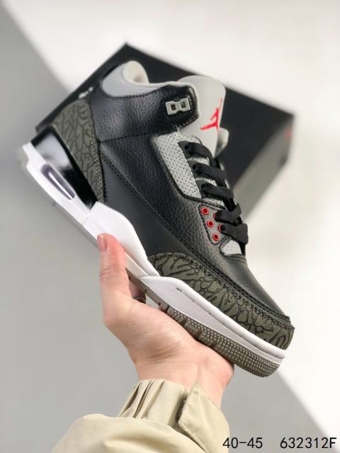 Jordαn 3's Black and Gray Crackle Basketball Shoes