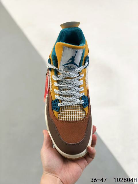 Jordαn 4's Dark Brown and White Air Cushioned Basketball Shoes