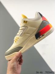 Jordαn 3's Yellow Grey Crackle Basketball Shoes