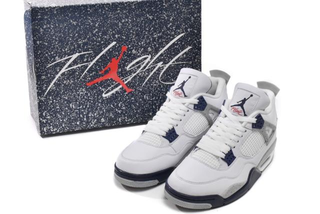 ［plus-size shoes]Jordαn 4's Retro White Midnight Navy DH6927-140