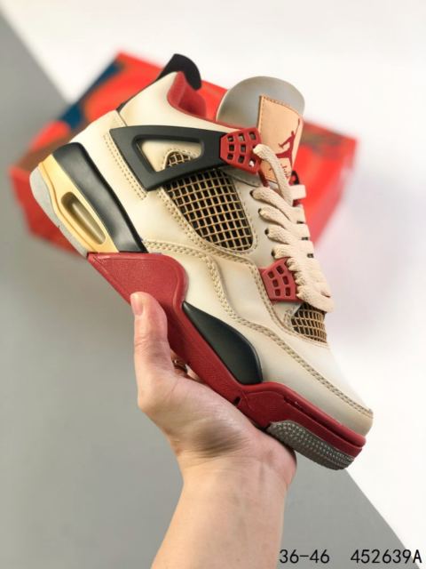 Jordαn 4's Flame Red Beige Patchwork Basketball Shoes
