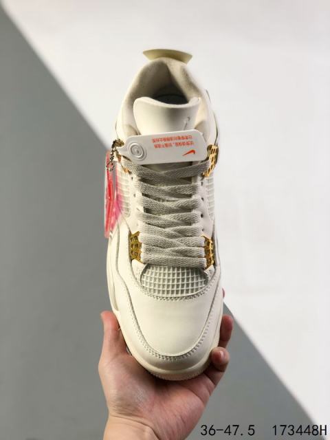 Jordαn 4's Beige and Gold Athletic Basketball Shoes