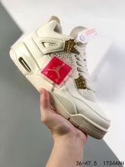 Jordαn 4's Beige and Gold Athletic Basketball Shoes