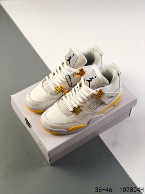 Jordαn 4's White and Yellow Basketball Shoes