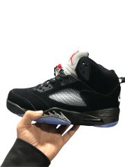 Jordαn 5's Black Silver Cicada High Top Basketball Shoes