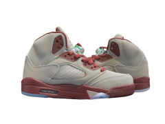 [plus-size shoes] Jordαn 5's 28118291 Burgundy Gray Basketball Shoes