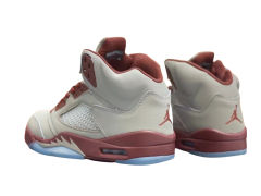 [plus-size shoes] Jordαn 5's 28118291 Burgundy Gray Basketball Shoes