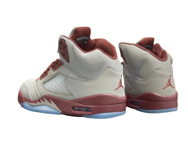 [plus-size shoes] Jordαn 5's 28118291 Burgundy Gray Basketball Shoes
