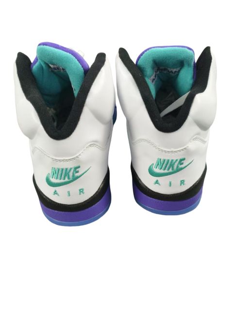 Jordαn 5's white and purple colorway heel embroidered logo high top basketball shoes