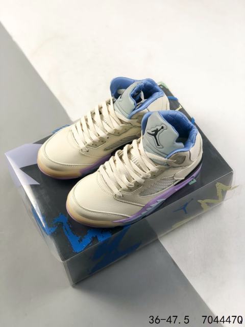 Jordαn 5's White and Purple Basketball Shoes