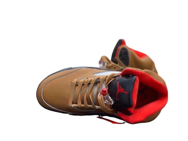 [plus-size shoes] Jordαn 5's Archae 27972954 Brown and Red Retro Basketball Shoes