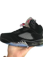 Jordαn 5's Black Silver Cicada High Top Basketball Shoes