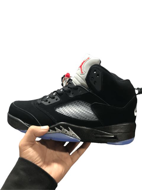 Jordαn 5's Black Silver Cicada High Top Basketball Shoes