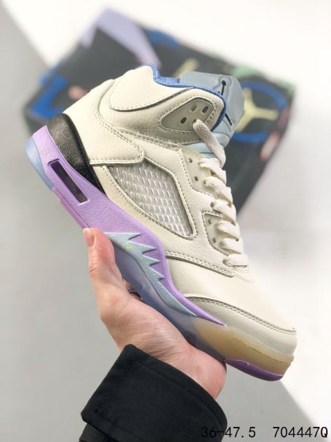 Jordαn 5's White and Purple Basketball Shoes
