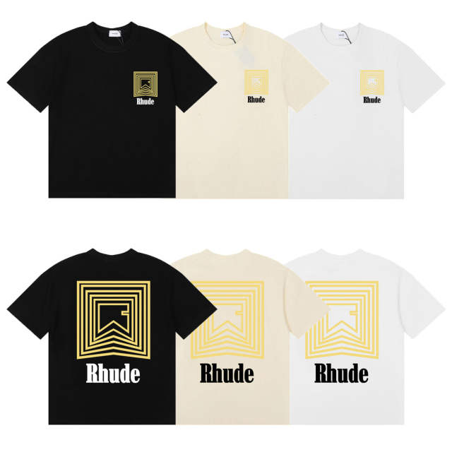 Rhude Maze Logo T-Shirts (Black Beige White)