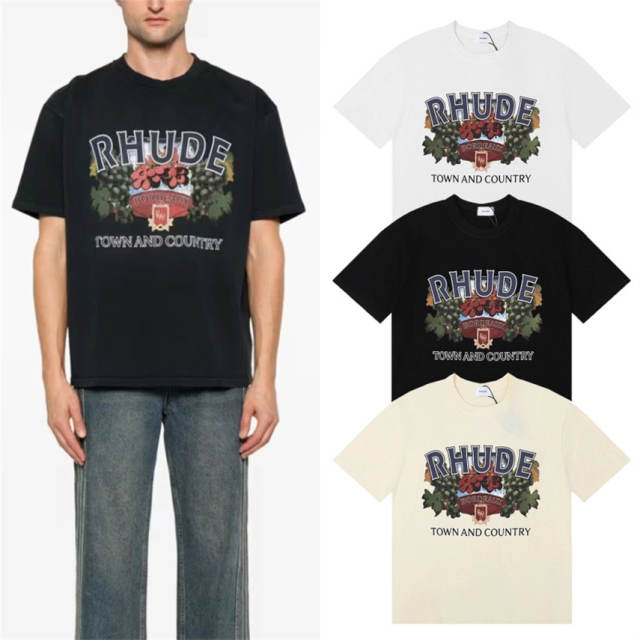 Rhude Town And Country Tee T-Shirts (Black Beige White)