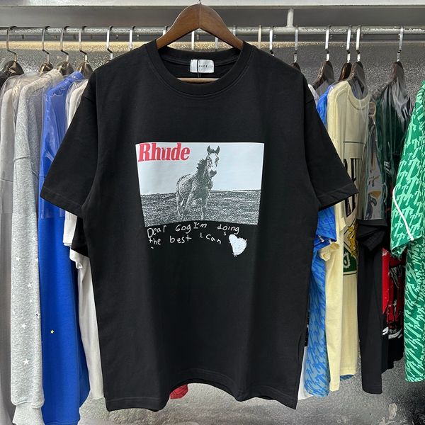 Rhude Horse T-Shirts (Black Beige White)