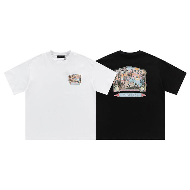 Amir* Blue Logo T-Shirt Black White