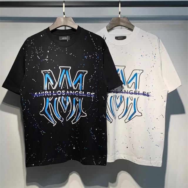 Amir* Blue Logo T-Shirt Black White