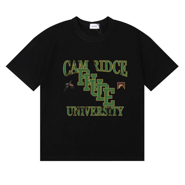 Rhude Cambridge University Logo T-Shirts (Black Beige White)
