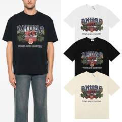 Rhude Bordeaux T-Shirts (Black Beige White)