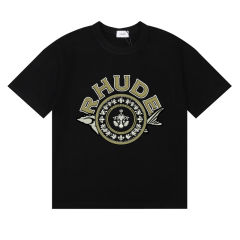 Rhude Poster French Riviera Tee T-Shirts (Black Beige White)
