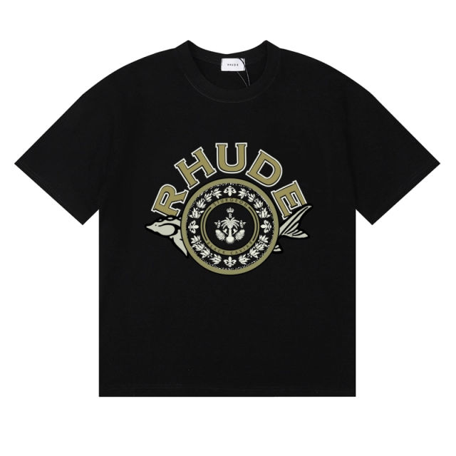 Rhude Poster French Riviera Tee T-Shirts (Black Beige White)