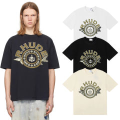 Rhude Poster French Riviera Tee T-Shirts (Black Beige White)