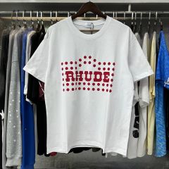 Rhude Red polka dot print T-Shirts (Black Beige White)