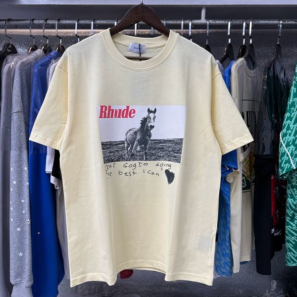 Rhude Horse T-Shirts (Black Beige White)