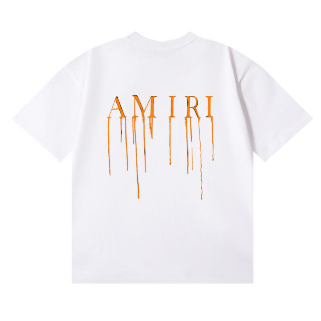 Orange Flow Paint Letter Print tee 2 colors