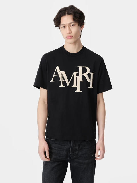 AM Mismatched Foam Letter Logo Print Tee 3 colors