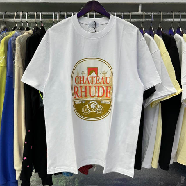 Rhude Premier Cru Tee T-Shirts (Black Beige White)