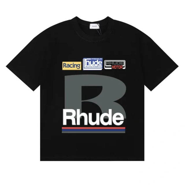 Rhude Big Font T-Shirts (Black Beige White)