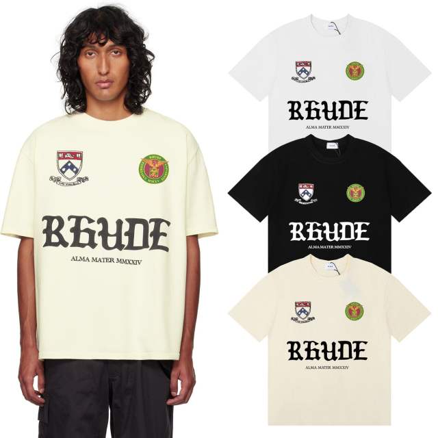 Rhude Gotic Fonts T-Shirts (Black Beige White)