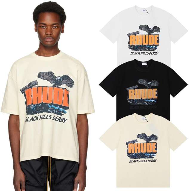 Rhude Black Hills T-Shirts (Black Beige White)