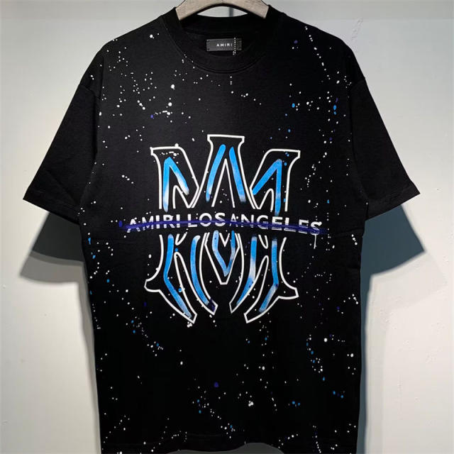 Amir* Blue Logo T-Shirt Black White