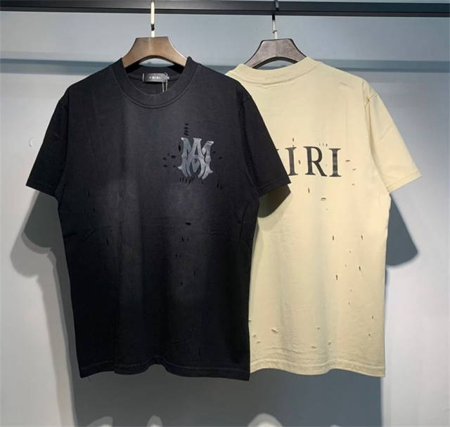 Distressed Hole T-Shirt Black White