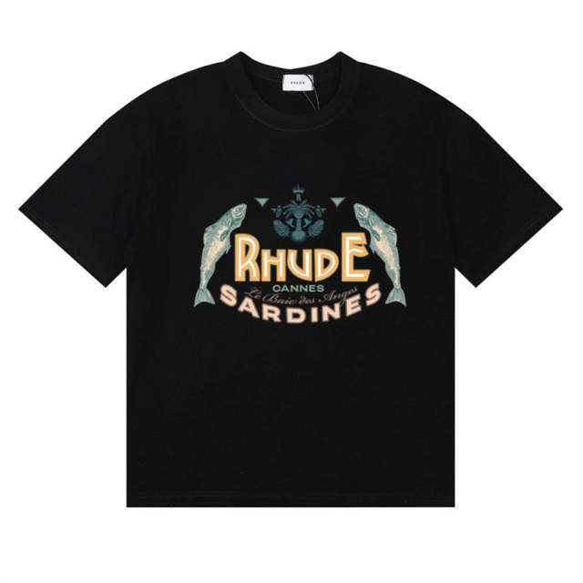 Rhude Sardines Tee T-Shirts (Black Beige White)