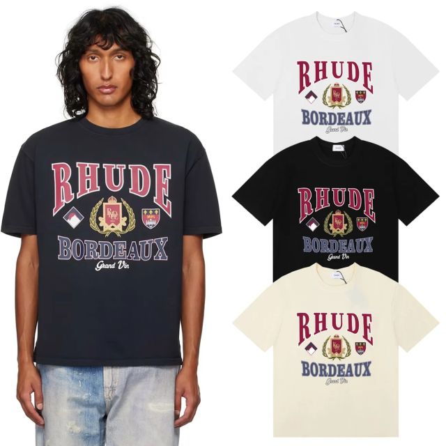 Rhude Bordeaux T-Shirts (Black Beige White)